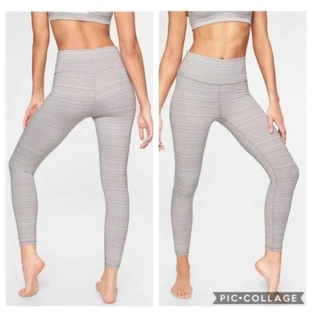 ATHLETA Gray Jacquard Chaturanga 7/8 Ankle Crop Leggings 455973-02 S Small